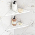 Corner Shower Shelves, 10” Recessed Tile Shower Shelf, 304 Stainless Steel Grout in Corner Tile Shower Shelves, No Drilling, Matte White, 2 Pack