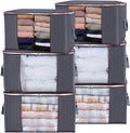 Large Clothes Storage Bags 6 Pack, Foldable Closet Organizers with Durable Breathable Fabric & Clear Window for Blankets, Comforters, Pillows, Bed Sheets, Toys & Seasonal Clothing (Gray)