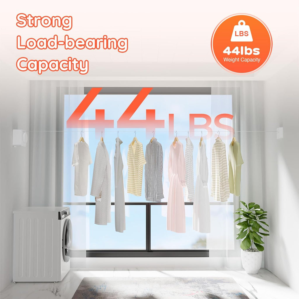 Retractable Clothesline Indoor, Non-Sagging Outdoors Clothesline Retracting, Heavy Duty Retractable Clothes Drying Laundry Line, Wall Mounted Stainless Steel Line - 13.8 Ft (White)