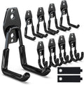 3-H Heavy Duty Garage Hooks 10 Pack, Garage Wall Hooks with Extra Welding Spots,Wall Mount Storage Organizer for Hanging Garden Lawn Tools, Chair, Shovel, Blower (Black)