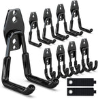3-H Heavy Duty Garage Hooks 10 Pack, Garage Wall Hooks with Extra Welding Spots,Wall Mount Storage Organizer for Hanging Garden Lawn Tools, Chair, Shovel, Blower (Black)