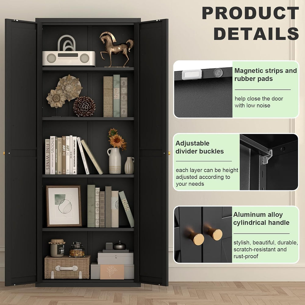 71" Tall Kitchen Pantry Storage Cabinet, Kitchen Storage Cabinet with Do...