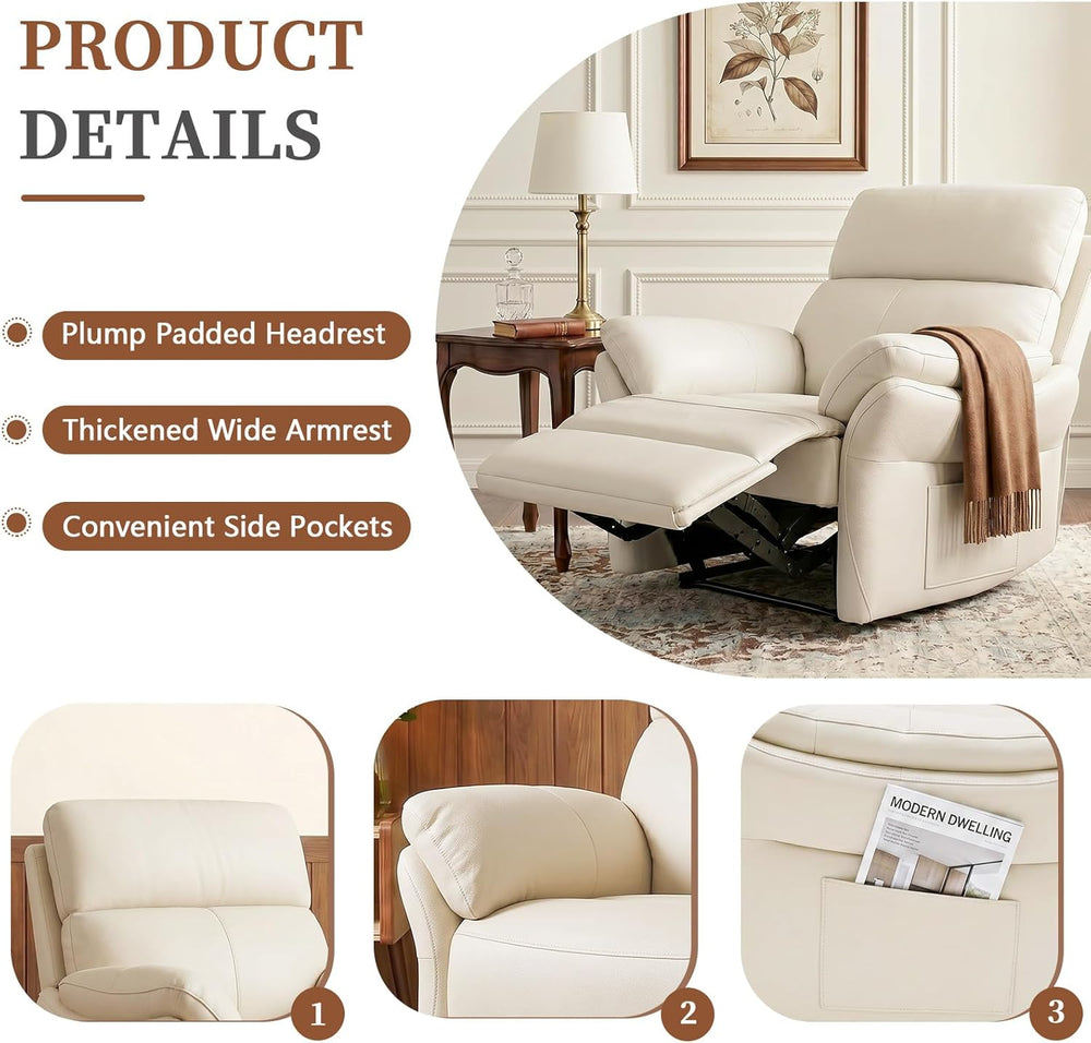 AIRSKY Genuine Leather Recliner Chair for Adults