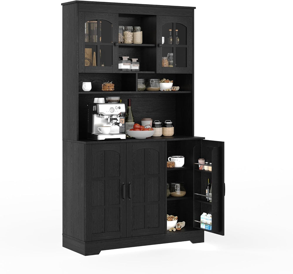 Spacious Storage & Modern Design Pantry Cabinet with Hutch – 70.9'...