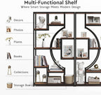 70.8" Tall Bookshelf Set of 2, 79" Wide Geometric Display Shelf with 18 Open Storage Shelves, Etagere Bookcase with Metal Frame – Anti-Tip & Adjustable Feet, Rustic Brown
