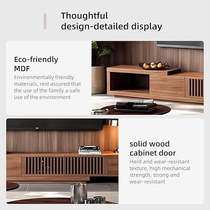 Adjustable Length 78"-103" TV Stand with 2 Doors and 2 Drawers, Entertainment Center with Storage for Living Room Bedroom, Mid Century Modern TV Console, Media Console, Television Stand, Walnut