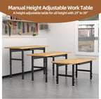 48' Adjustable Workbench, Solid Wood Work Bench Table , Rolling Workbench Large Load Capacity Garage Workbench for Workshop,Office,Home