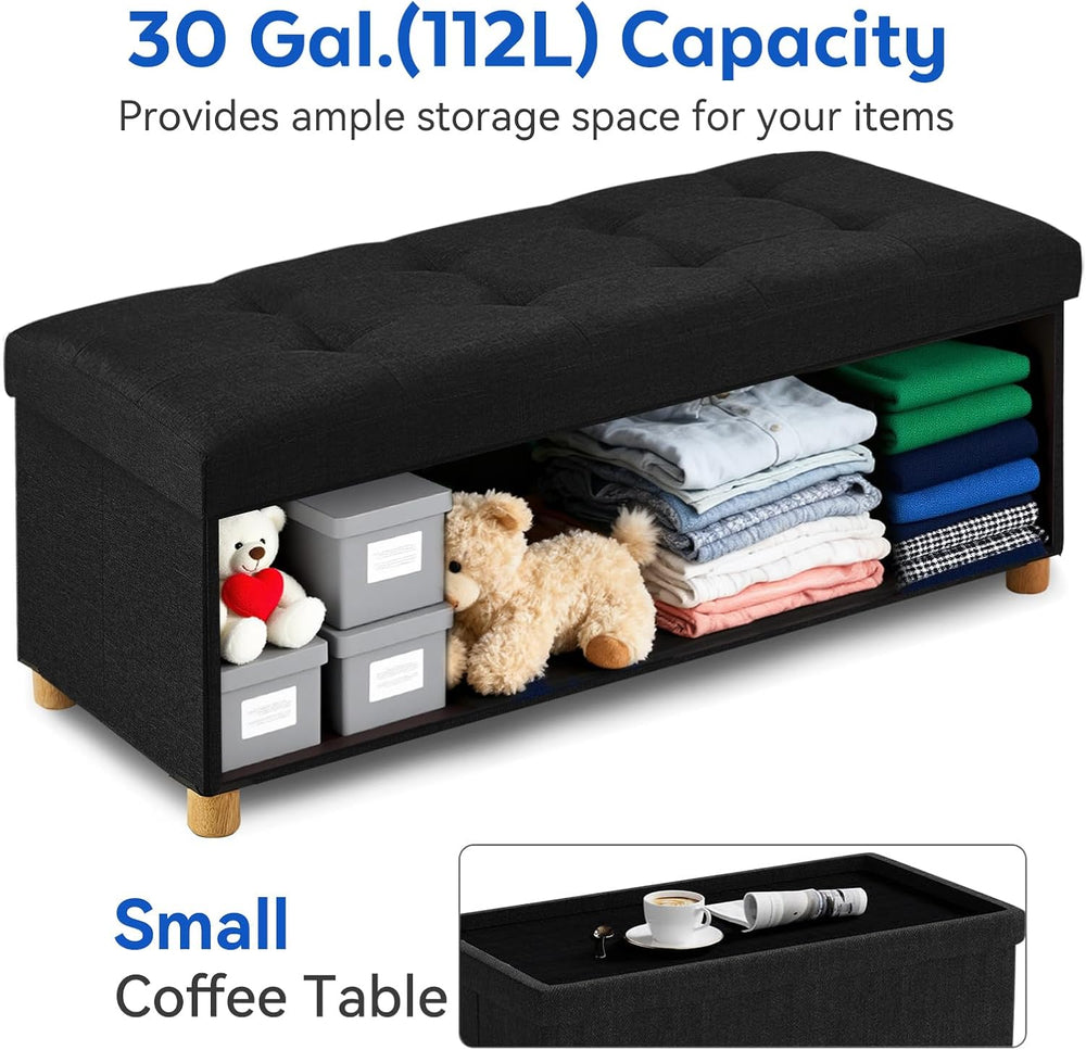 BRIAN & DANY 43 Inches Folding Storage Ottoman Bench, Ottoman with Storag...