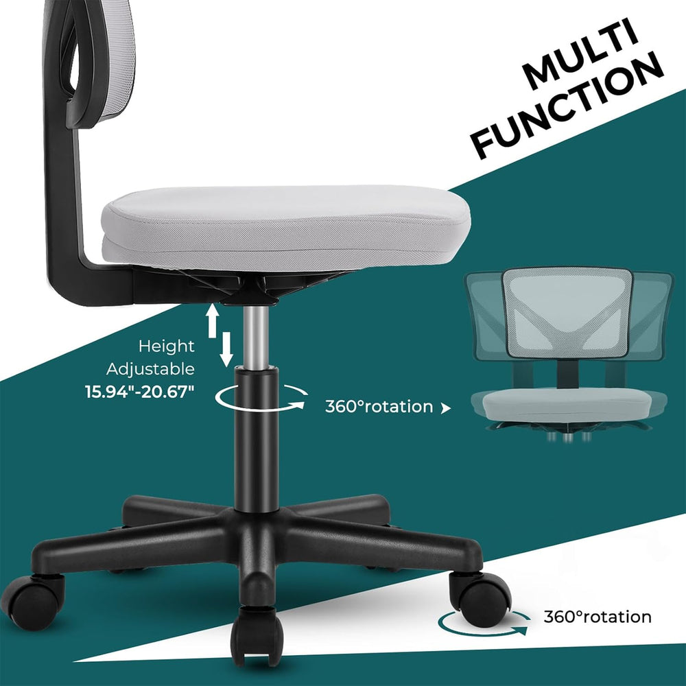 DUMOS Armless Small Desk Chairs, Ergonomic Home Office Mesh Chairs