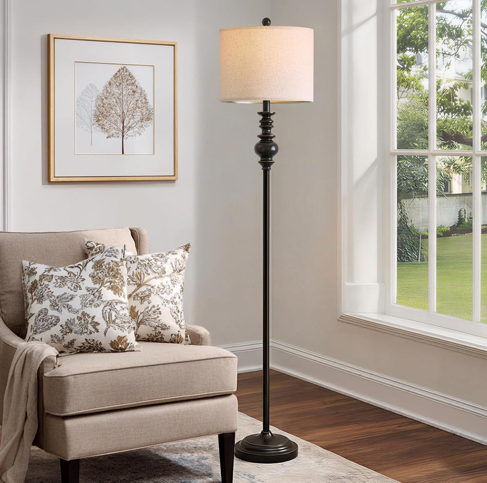 BOBOMOMO 64.25" Farmhouse Floor Lamp for Living Room, Tall Antique Black...