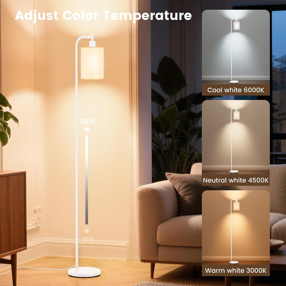 SIBRILLE Floor Lamp with Linen Shade, Dimmable Tall Standing Lamp with Remote...