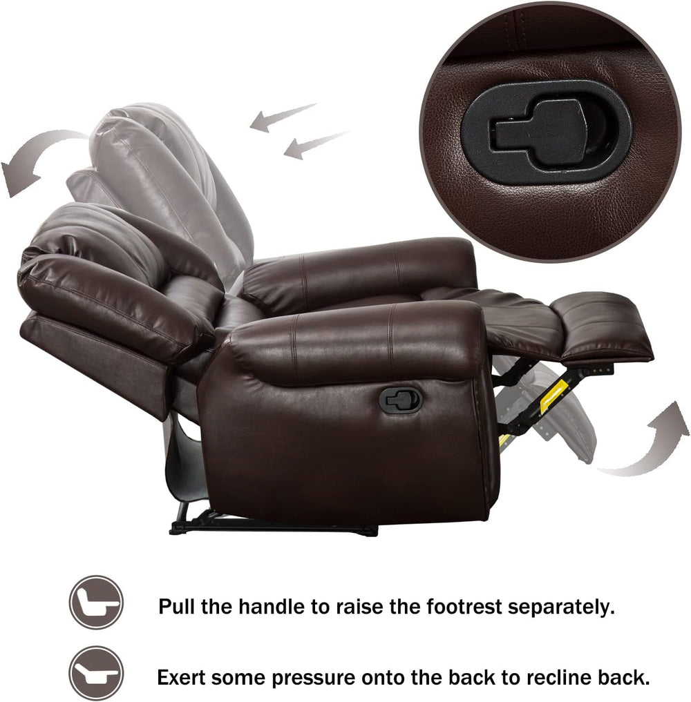 CANMOV Leather Recliner Chair, Classic and Traditional Manual Recliner Chair ...