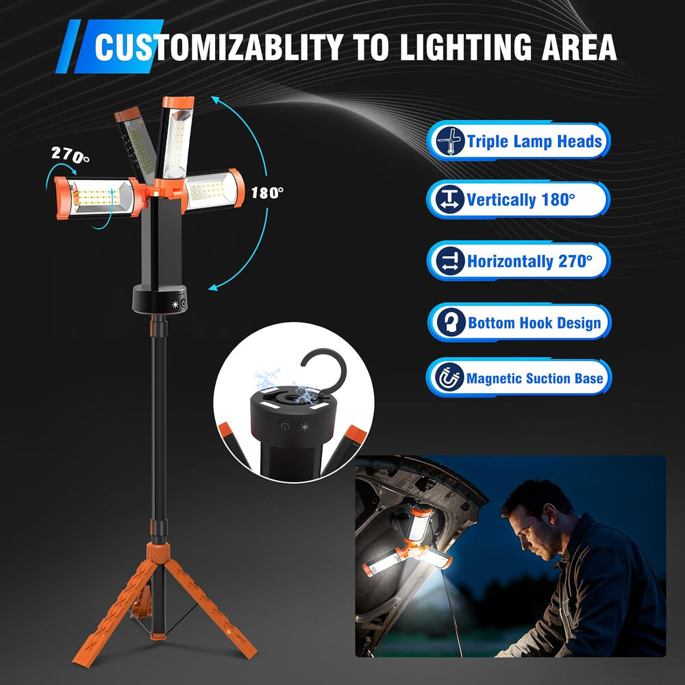 AKOFUN 12000mAh Camping Light with Stand, Portable Rechargeable Work Light