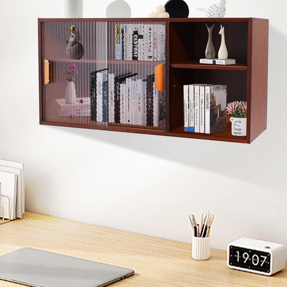 Kitchen Pantry Cabinet, Wall Mount or Countertop Sideboard with Glass Doors, ...