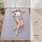 MAXYOYO Futon Mattress, Japanese Floor Mattress Queen Size, Quilted Bed Mattress Topper, Extra Thick Folding Sleeping Pad Breathable Floor Lounger Guest Bed for Camping Couch, Grey