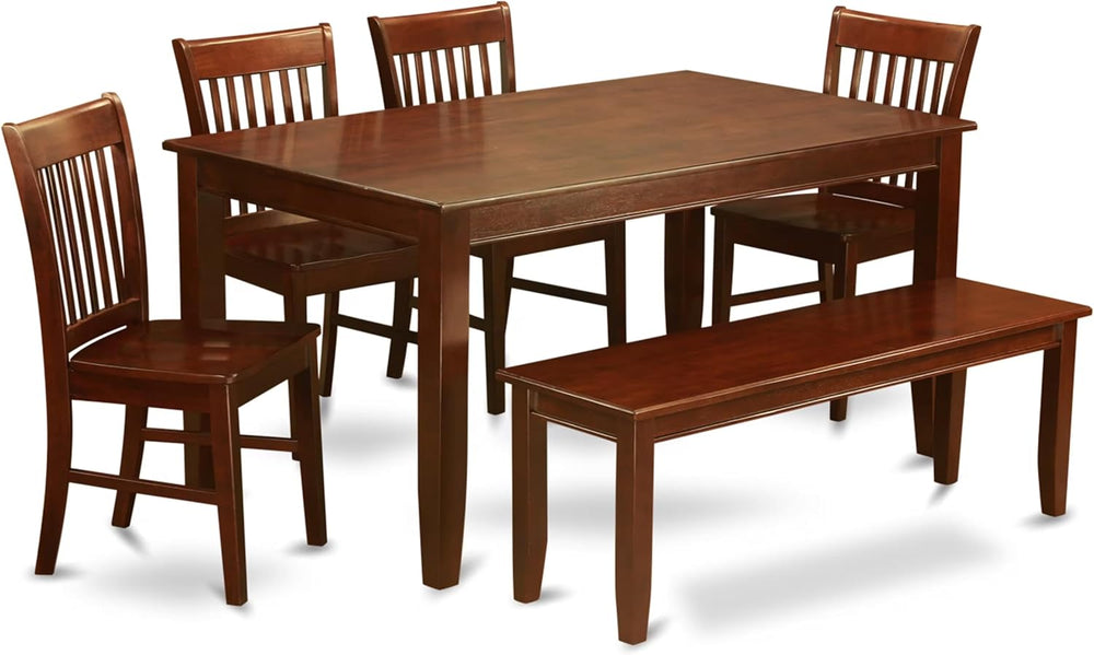East West Furniture DUNO6D-MAH-W 6-Pc Modern Dining Table Set - a Rectangular...
