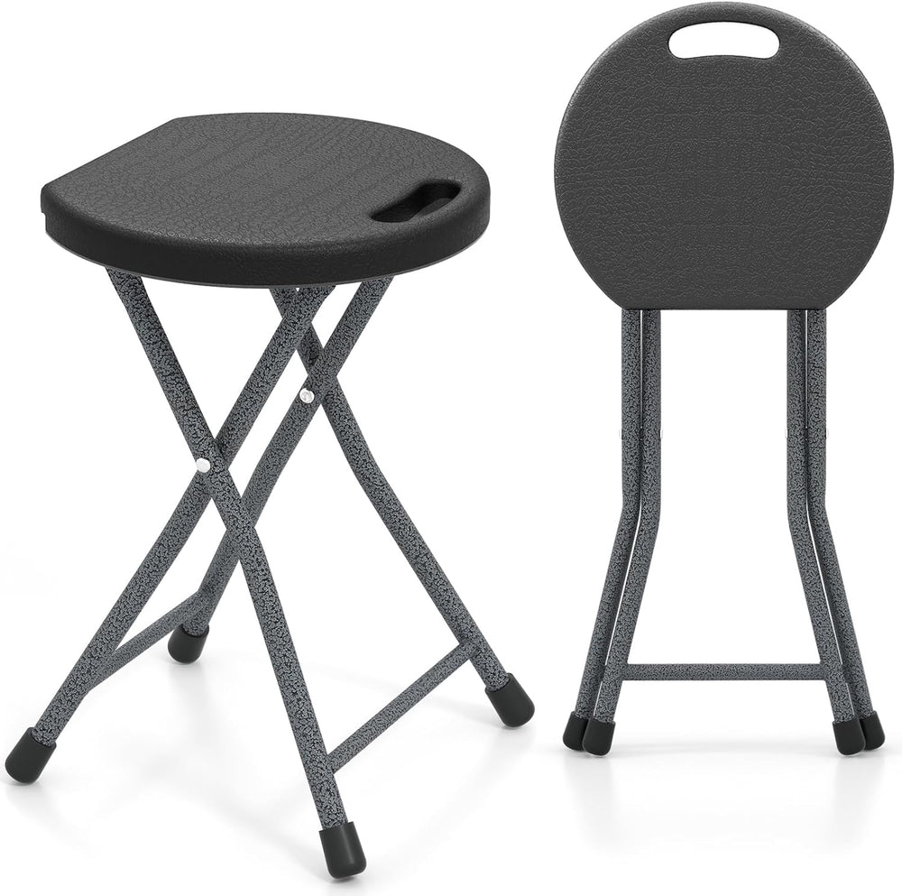 GYMAX Folding Stool, 18in Portable Collapsible Bar Stool with Handle & St...