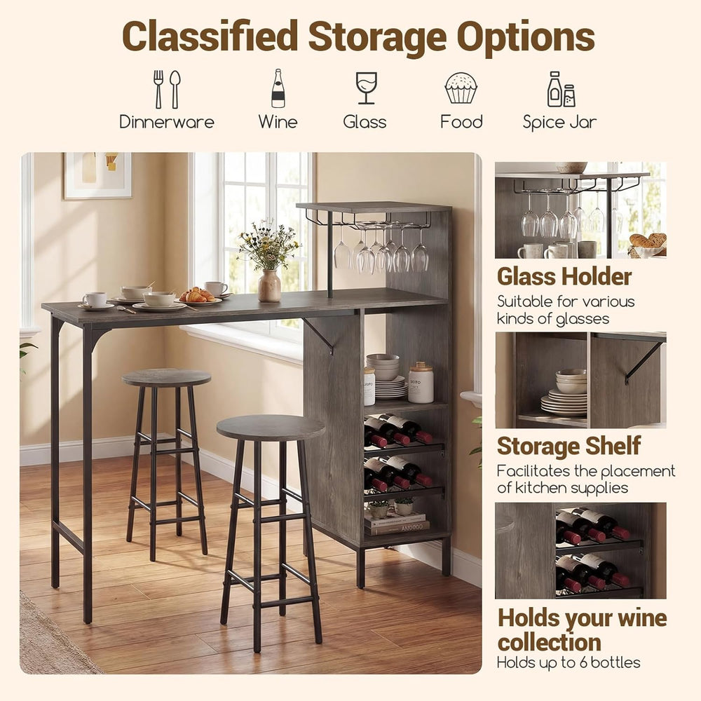 Giantex 3 Pieces Bar Table and Stools Set, Bistro Table Set with Glass Holder...
