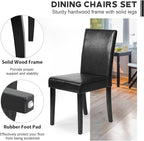 FDW Dining Chairs Set of 4,Dining Room Chairs,Side PU Cushion Chairs with Waterproof Surface and Wood Legs,for Kitchen Restaurant and Living Room,Leather Black