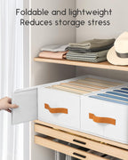 Closet Organizers and Storage - Fabric Clothes Organizer with Handles, Foldable Jeans Organizer for Clothes, Drawer Organizer for Shirts, Bra, Sweater, Scarf, 6 Pack, White