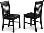 East West Furniture LGVA5-BLK-W 5 Piece Kitchen Table & Chairs Set Includes a Rectangle Dining Room Table with Butterfly Leaf and 4 Solid Wood Seat Chairs, 42x84 Inch, Black