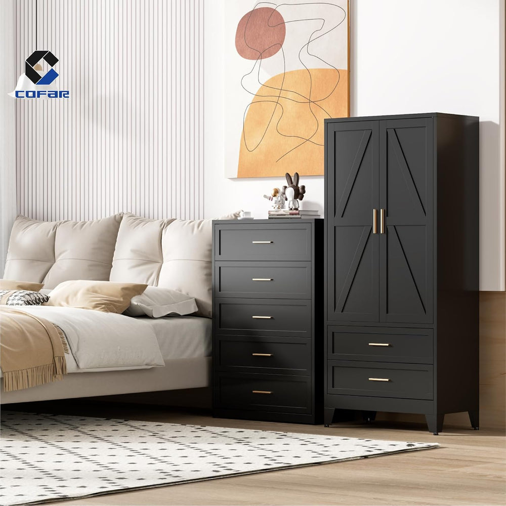 COFaR Armoire Wardrobe Closet with Drawers & Hanging Rod, 71'' Me...