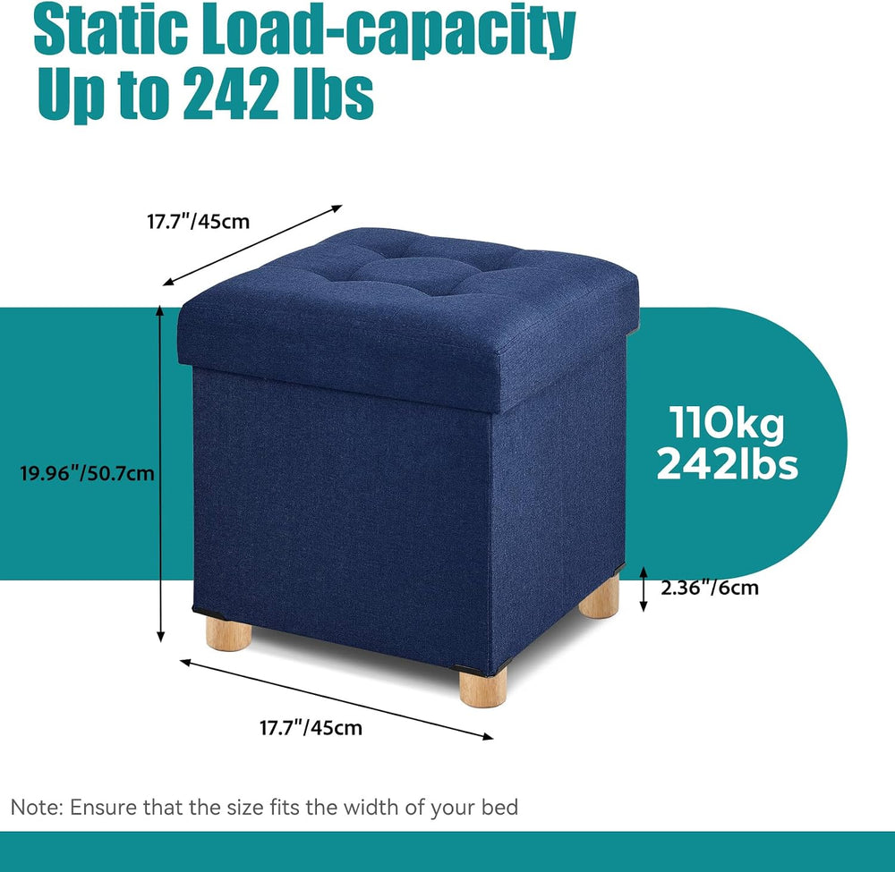 BRIAN & DANY Ottoman with Storage, Square Storage Ottoman for Dorm, Linen...