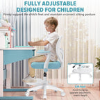 Kids Desk Chair Ergonomic Study Chair with Flipped Armrest and Footrest Swivel Mesh Desk Chair with Wheels Home Office Chair for Children in Home Bedroom Blue