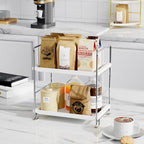 FSyueyun 2-Tier Bathroom Countertop Organizer, Tool-Less Installation Premium Plastics Makeup Shelf Organizer Perfume Skincare for Dresser Vanity Tray Organizers and Storage (Sliver)