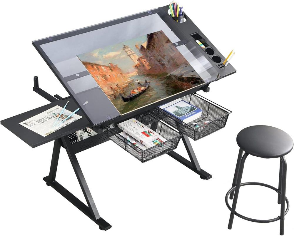 Drafting Table Adjustable for Artists - Art Drawing Desk with Storage for Pai...