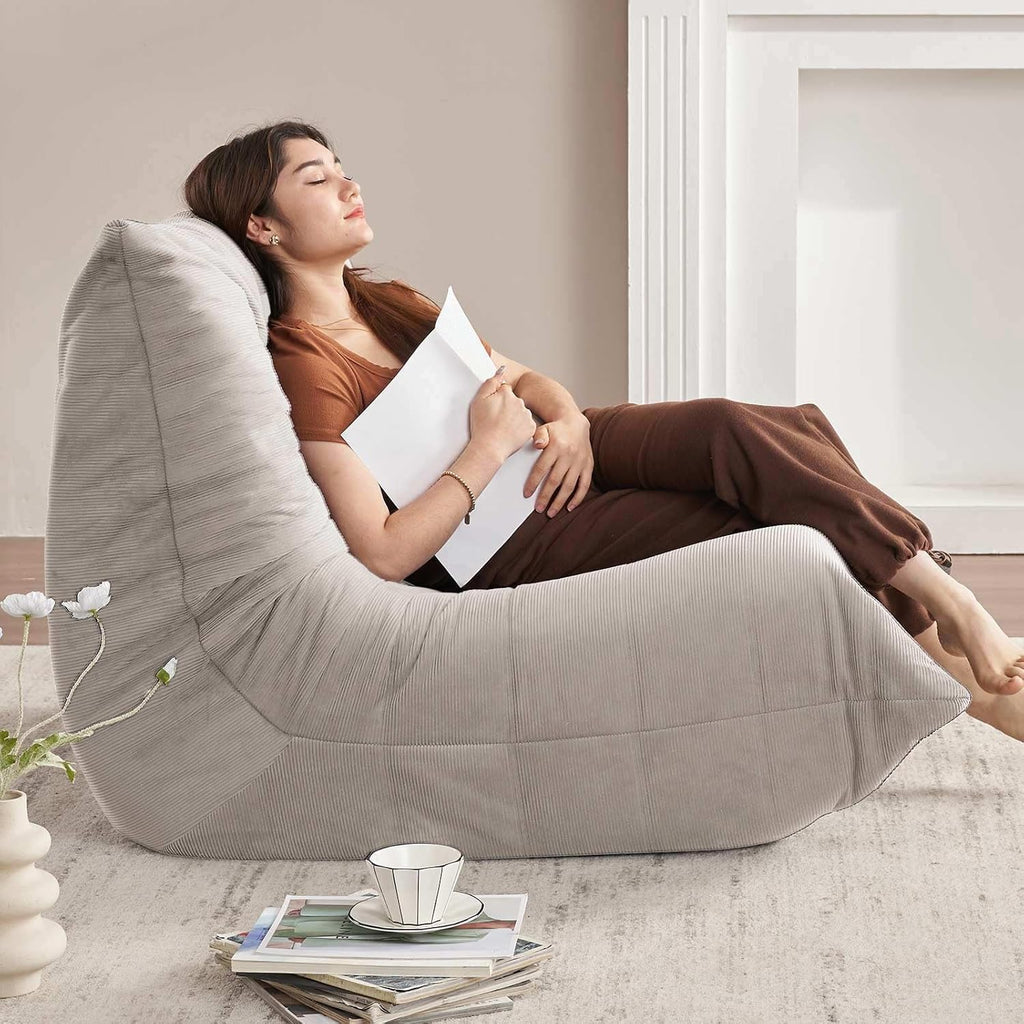 Modern Living Room, Adult Bean Bag Floor Sofa, Super Soft and Comfortable Memory Foam Lazy Sofa, Togo Recliner Furniture, Suitable for Balcony Bedroom Fireside Chair (Apricot)