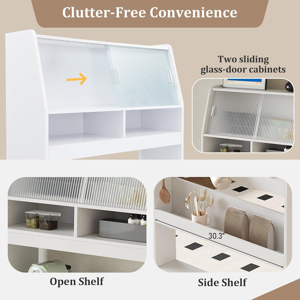 Spaco 2-in-1 Folding Dining Table and Buffet Cabinet Set,Compact Pull-Out Kit...