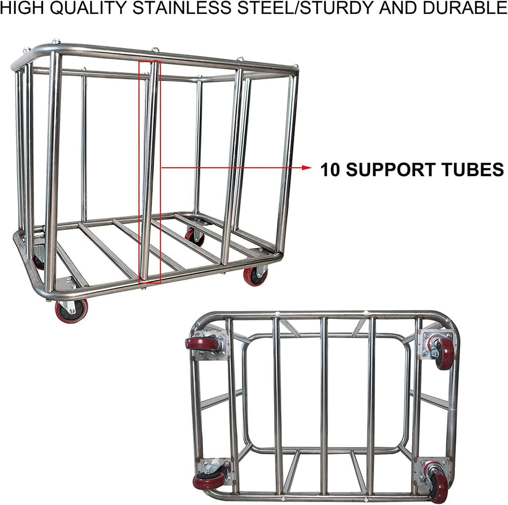 Laundry Cart Commercial,11.35 Bushel Large Industrial Rolling Laundry Hamper with 4 Inch Wheels,Household Heavy Duty Laundry Baskets with Stainless Steel Frame, 286 LBS Weight Capacity