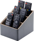 KINGFOM 3 Slot PU Leather Remote Controller Holder, Home Sundries Storage Box, TV Guide/Mail/CD Organizer/Caddy/Holder with Free Cable Desk Organizer (Grey)