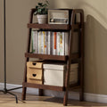 100% Solid Oak 3 Tier Ladder Shelf for Saving Space, Small Bookshelf with Stable Frame, Free Standing Ladder Shelves for Living Room Bedroom Couch, (Walnut, 17.72" W x 12.6" L x 31.5" H)