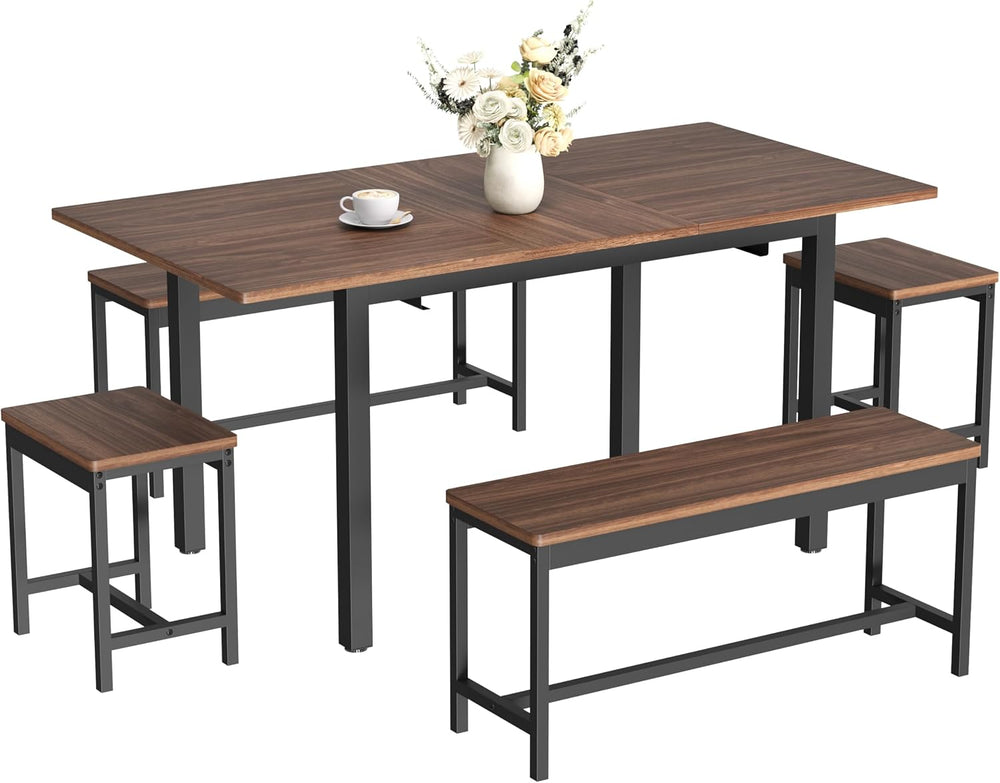 GarveeHome 5-Piece Dining Table Set for 4-8 People, 63 in Large Extendable Ki...