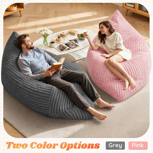 3 in 1 Giant Bean Bag Chair for Adults and Kids, Oversized Convertible Bean Bag Bed with Machine Washable Cover, Comfy Soft Memory Foam Floor Sofa for Living Room, Bedroom & Game Room(Grey)