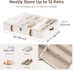 StorageWorks Shoe Organizer for Closet, Fits up to 24 Pairs, 2-Pack Ultra-thick Fabric Under Bed Shoe Storage Containers with Bottom Support and Adjustable Dividers, Beige