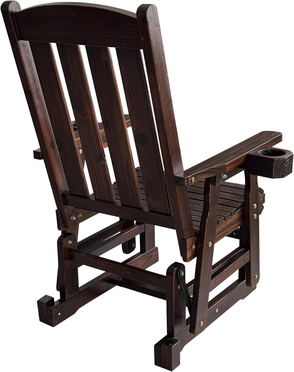 Fortune Candy Wooden Patio Glider for One Person, with High Back and Deep Con...