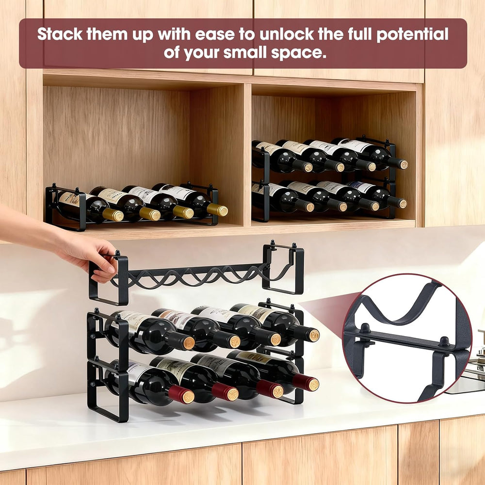Stackable Countertop Wine Rack, 12 Wine Bottles Holder for Inside Cabinet | I...