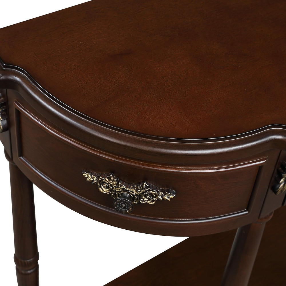 LUMISOL Retro Curved Sofa Table Behind Couch, Solid Wood Entryway Table with ...
