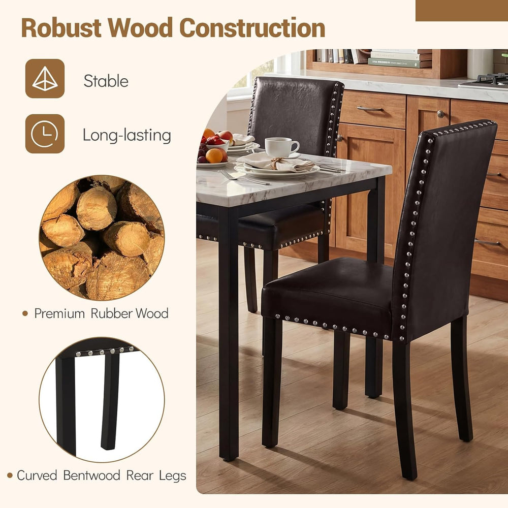 GOFLAME Upholstered Dining Chairs Set of 2, Faux Leather Parsons Chairs with ...