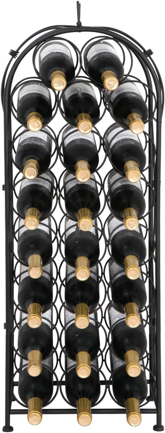 F2C 23 Bottles Wine Rack Stand Floor Wine Holder Metal Construction Free Standing Elegant French Style
