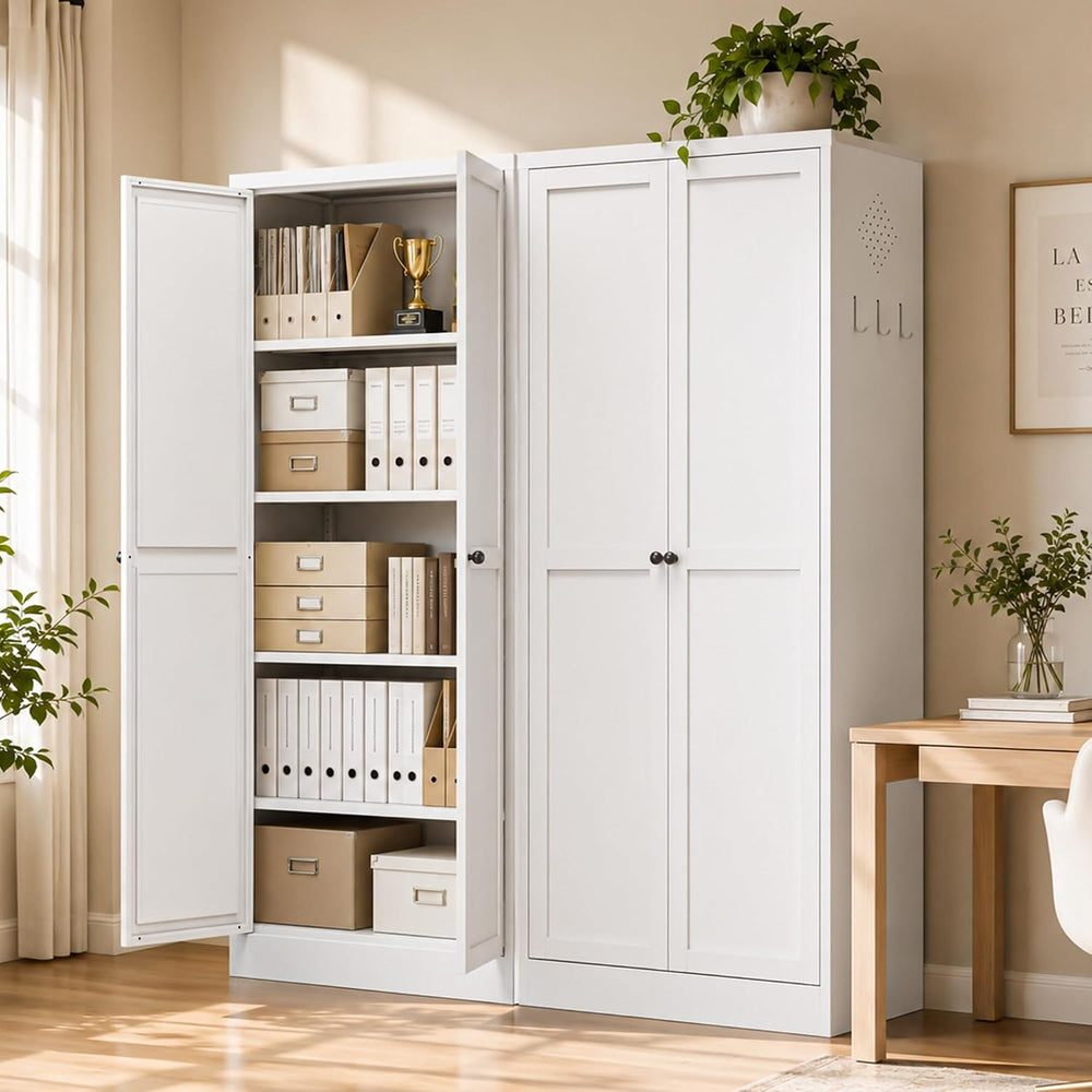 Metal Pantry Cabinet, Kitchen Pantry Storage Cabinets | with Doors and 4 Shel...