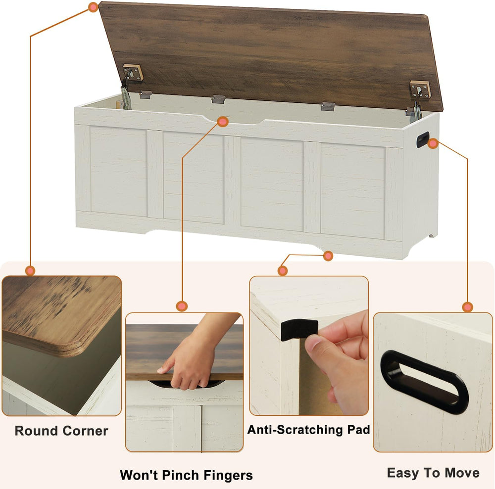 Timberer 47.2" Storage Chest, Extra Large Storage Trunk with 2 Safety Hi...