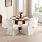 Parsons Dining Chairs Set of 4 Fabric Upholstered Kitchen Chairs with Wood Legs Armless High Back Side Chairs with Removable Skirt for Dining/Living Room,Banquet, Beige