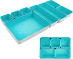 8pcs Drawer Organizers, Separators, Storage Box,Felt Storage Bins Inserts Tool Containers Toy Basket Shelf Cubes Foldable Drawer Dividers Desk Organisers- Blue&Grey