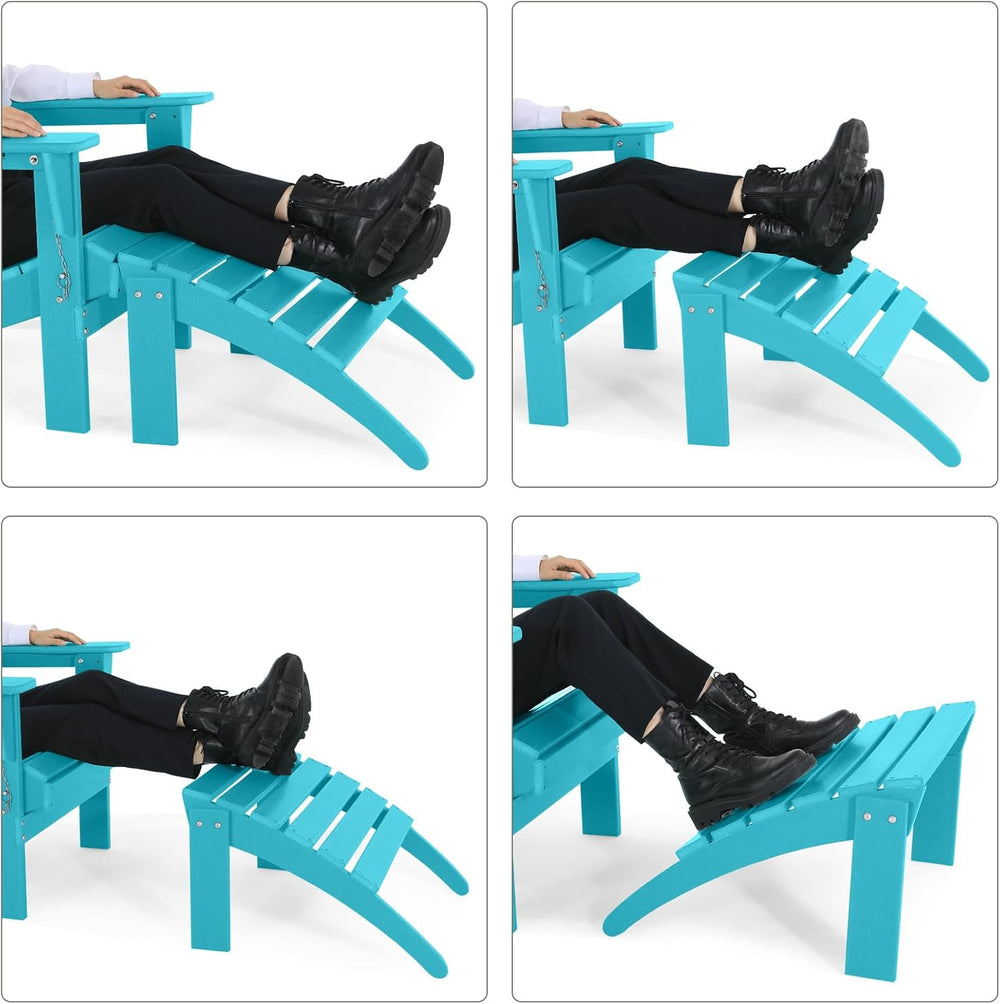 Adirondack Ottoman Set of 2, HDPE All Weather Patio Ottomans, Outdoor Footres...