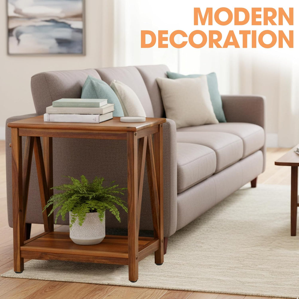 ENKEZI Narrow End Table with Shelf – Slim Side Table, Nightstand for Small Sp...