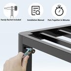 FUIOBYVV 6 Inch Twin Bed Frame with Rounded Corner and Headboard Hole Mattress Retainers 3500 LBS Metal Heavy Duty Steel Slats Support No Box Spring Needed Platform Noise Free Easy Assembly